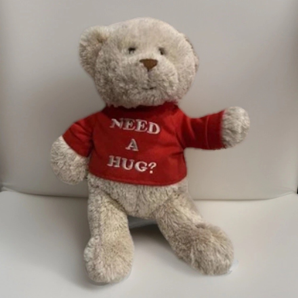 Gund Teddy Bear Need A Hug Plush Stuff Animal‎ 11" with Red Shirt